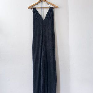 PINKYOTTO CHECKERED HALTER JUMPSUIT IN NAVY WITH TIES